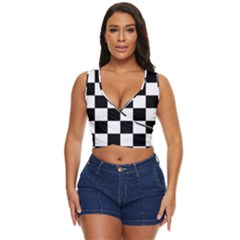 Black White Chess Board Women s Sleeveless Wrap Top