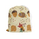 Leaves Foliage Acorns Barrel Drawstring Pouch (XL) View1