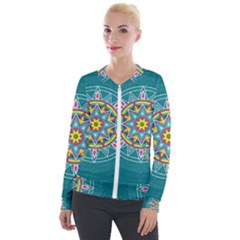 Abstract Digital Artwork Velvet Zip Up Jacket