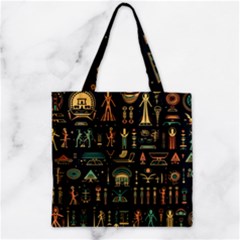 Hieroglyphs Space Zipper Grocery Tote Bag