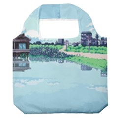 Japanese Themed Pixel Art The Urban And Rural Side Of Japan Premium Foldable Grocery Recycle Bag