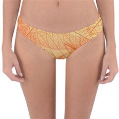 Abstract Texture Of Colorful Bright Pattern Transparent Leaves Orange And Yellow Color Reversible Hipster Bikini Bottoms