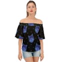 Vector Illustration Of Cat Animal Face Pattern Off Shoulder Short Sleeve Top View1