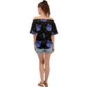 Vector Illustration Of Cat Animal Face Pattern Off Shoulder Short Sleeve Top View2