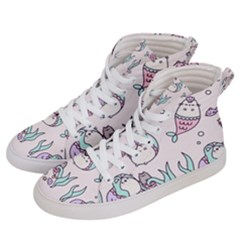 Cartoon Cat Cute Animal Kawaii Pastel Pattern Men s Hi-top Skate Sneakers