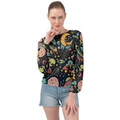 Alien Rocket Space Aesthetic Banded Bottom Chiffon Top