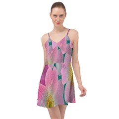 Pink Neon Flowers, Flower Summer Time Chiffon Dress
