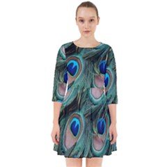Peacock-feathers,blue2 Smock Dress