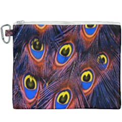 Peacock-feathers,blue,yellow Canvas Cosmetic Bag (xxxl)