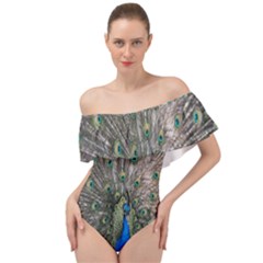 Peacock-feathers1 Off Shoulder Velour Bodysuit 