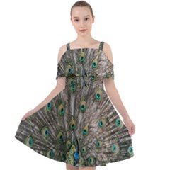Peacock-feathers1 Cut Out Shoulders Chiffon Dress