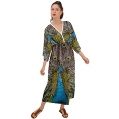 Peacock-feathers2 Grecian Style  Maxi Dress