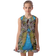 Peacock-feathers2 Kids  Pilgrim Collar Ruffle Hem Dress