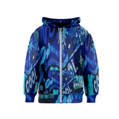 Really Cool Blue, Unique Blue Kids  Zipper Hoodie
