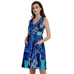 Really Cool Blue, Unique Blue Sleeveless Dress With Pocket