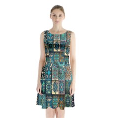 Texture, Pattern, Abstract, Colorful, Digital Art Sleeveless Waist Tie Chiffon Dress
