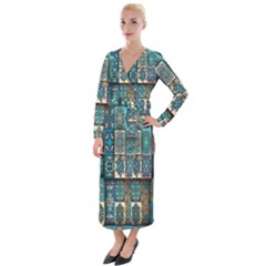 Texture, Pattern, Abstract, Colorful, Digital Art Velvet Maxi Wrap Dress