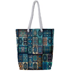 Texture, Pattern, Abstract, Colorful, Digital Art Full Print Rope Handle Tote (small) by nateshop