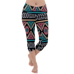 Aztec Wallpaper Lightweight Velour Capri Yoga Leggings