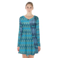 Aztec, Batik Long Sleeve Velvet V-neck Dress