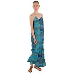 Aztec, Batik Cami Maxi Ruffle Chiffon Dress