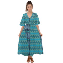 Aztec, Batik Kimono Sleeve Boho Dress