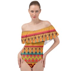 Aztec Off Shoulder Velour Bodysuit 