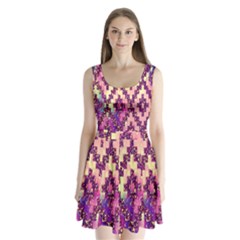 Cute Glitter Aztec Design Split Back Mini Dress 