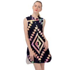 Cute Neon Aztec Galaxy Sleeveless Shirt Dress
