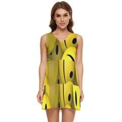 Emoji, Colour, Faces, Smile, Wallpaper Tiered Sleeveless Mini Dress