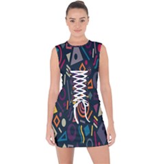 Inspired By The Colours And Shapes Lace Up Front Bodycon Dress