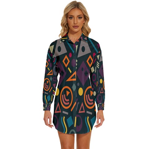Inspired By The Colours And Shapes Womens Long Sleeve Shirt Dress by nateshop