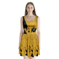 Yellow Best, Black, Black And White, Emoji High Split Back Mini Dress 