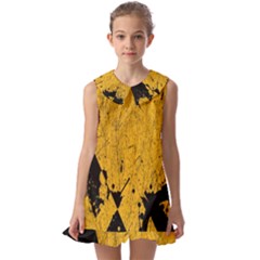 Yellow Best, Black, Black And White, Emoji High Kids  Pilgrim Collar Ruffle Hem Dress