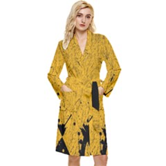 Yellow Best, Black, Black And White, Emoji High Long Sleeve Velvet Robe