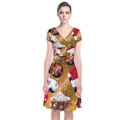 Cartoons, Disney, Merry Christmas, Minnie Short Sleeve Front Wrap Dress