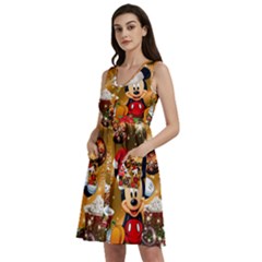 Cartoons, Disney, Merry Christmas, Minnie Sleeveless Dress With Pocket