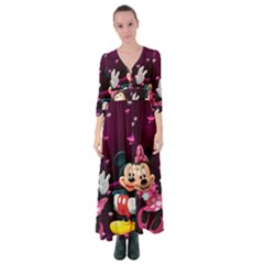 Cartoons, Disney, Mickey Mouse, Minnie Button Up Maxi Dress