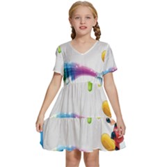 Mickey Mouse, Apple Iphone, Disney, Logo Kids  Short Sleeve Tiered Mini Dress