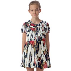 Mickey Mouse, Cartoon, Cartoon Character Kids  Short Sleeve Pinafore Style Dress