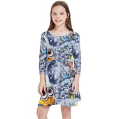 Minions Christmas, Merry Christmas, Minion Christmas Kids  Quarter Sleeve Skater Dress