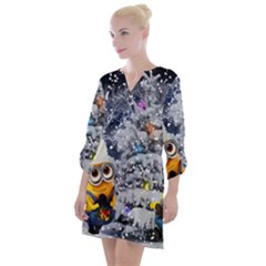 Minions Christmas, Merry Christmas, Minion Christmas Open Neck Shift Dress