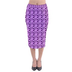 Violet Geometry Velvet Midi Pencil Skirt