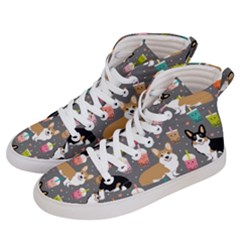 Welsh Corgi Dog Boba Tea Bubble Kawaii Men s Hi-top Skate Sneakers