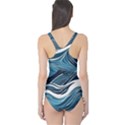 Abstract Blue Ocean Wave One Piece Swimsuit View2