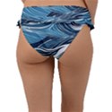 Abstract Blue Ocean Wave Frill Bikini Bottoms View2