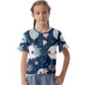 Fish pattern Kids  Cuff Sleeve Scrunch Bottom T-Shirt View1