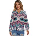 Eyes pattern Women s Long Sleeve Button Up Shirt View1