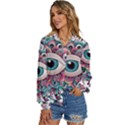 Eyes pattern Women s Long Sleeve Button Up Shirt View2