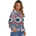 Eyes pattern Women s Long Sleeve Button Up Shirt View3